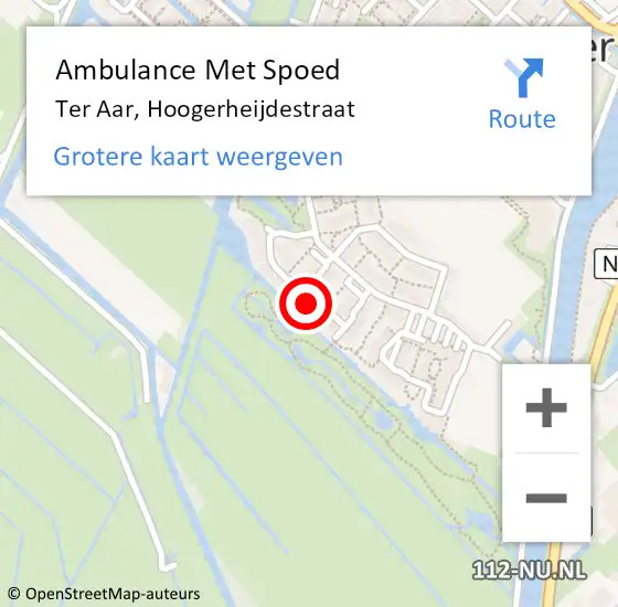 Locatie op kaart van de 112 melding: Ambulance Met Spoed Naar Ter Aar, Hoogerheijdestraat op 14 mei 2014 13:30