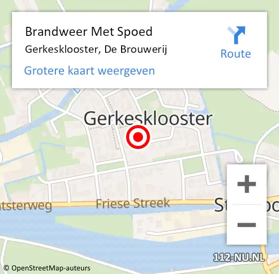 Locatie op kaart van de 112 melding: Brandweer Met Spoed Naar Gerkesklooster, De Brouwerij op 14 mei 2014 13:34