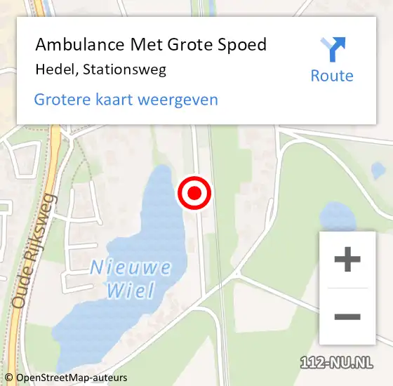 Locatie op kaart van de 112 melding: Ambulance Met Grote Spoed Naar Hedel, Stationsweg op 1 augustus 2020 19:12