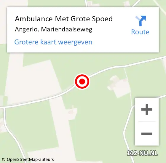 Locatie op kaart van de 112 melding: Ambulance Met Grote Spoed Naar Angerlo, Mariendaalseweg op 1 augustus 2020 19:39