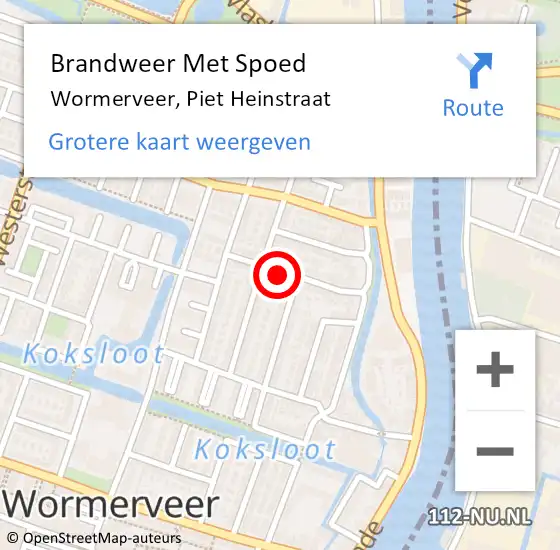 Locatie op kaart van de 112 melding: Brandweer Met Spoed Naar Wormerveer, Piet Heinstraat op 1 augustus 2020 20:00