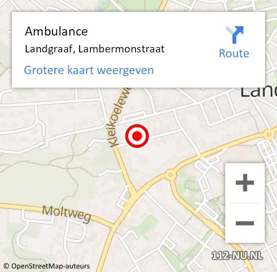 Locatie op kaart van de 112 melding: Ambulance Landgraaf, Lambermonstraat op 14 mei 2014 13:43