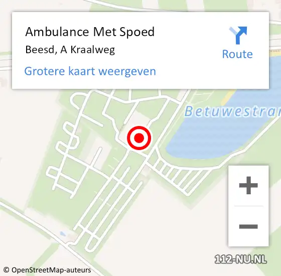 Locatie op kaart van de 112 melding: Ambulance Met Spoed Naar Beesd, A Kraalweg op 1 augustus 2020 21:03
