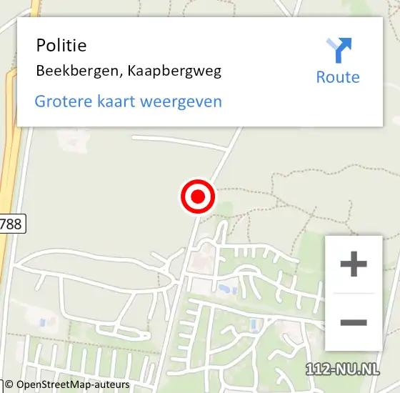 Locatie op kaart van de 112 melding: Politie Beekbergen, Kaapbergweg op 1 augustus 2020 22:13