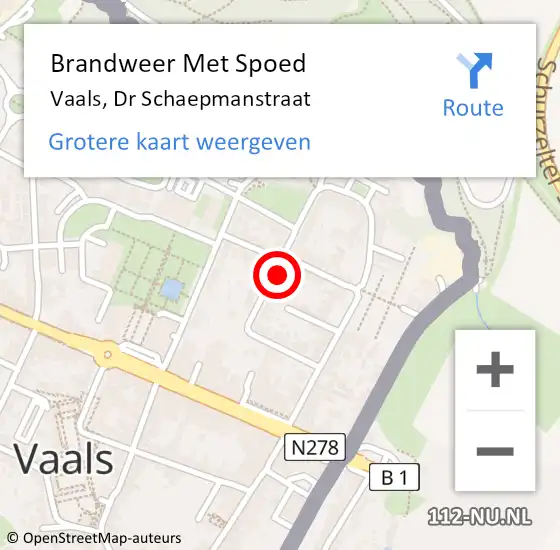 Locatie op kaart van de 112 melding: Brandweer Met Spoed Naar Vaals, Dr Schaepmanstraat op 1 augustus 2020 23:13