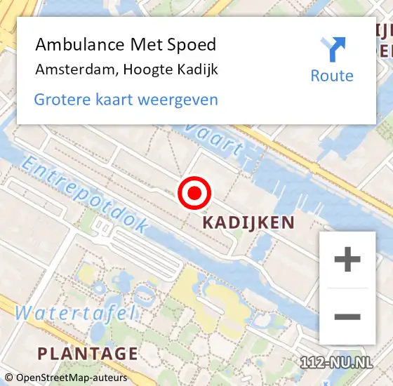 Locatie op kaart van de 112 melding: Ambulance Met Spoed Naar Amsterdam, Hoogte Kadijk op 1 augustus 2020 23:39