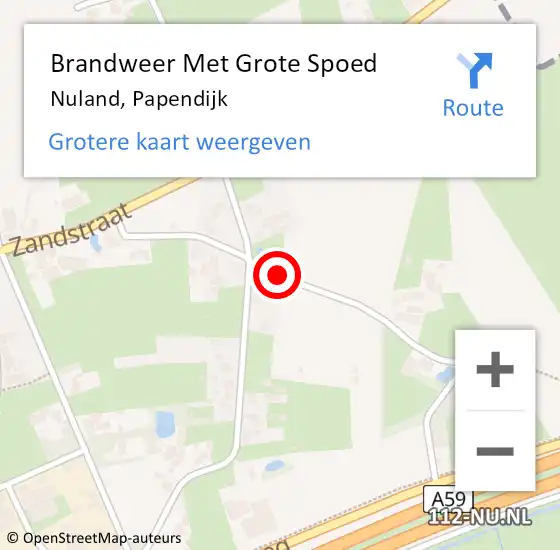 Locatie op kaart van de 112 melding: Brandweer Met Grote Spoed Naar Nuland, Papendijk op 1 augustus 2020 23:51