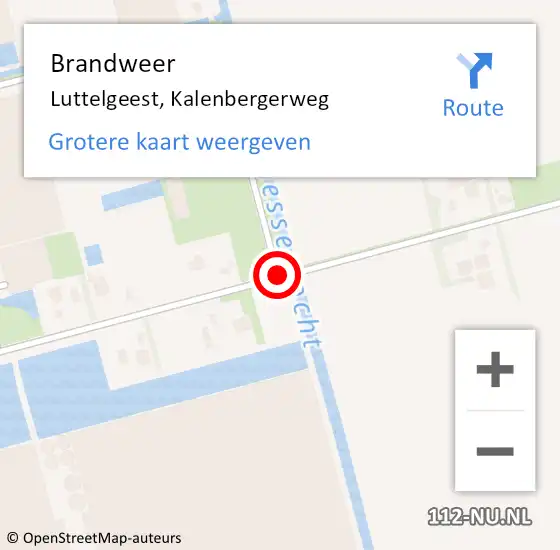 Locatie op kaart van de 112 melding: Brandweer Luttelgeest, Kalenbergerweg op 8 september 2013 06:08