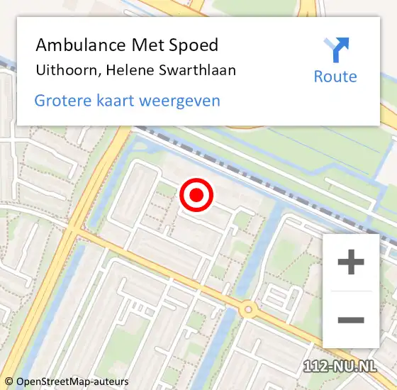 Locatie op kaart van de 112 melding: Ambulance Met Spoed Naar Uithoorn, Helene Swarthlaan op 2 augustus 2020 02:28