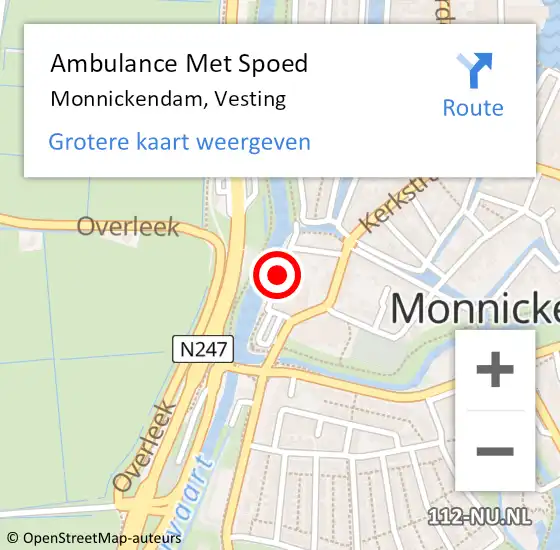 Locatie op kaart van de 112 melding: Ambulance Met Spoed Naar Monnickendam, Vesting op 2 augustus 2020 02:36