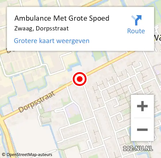 Locatie op kaart van de 112 melding: Ambulance Met Grote Spoed Naar Zwaag, Dorpsstraat op 2 augustus 2020 03:46