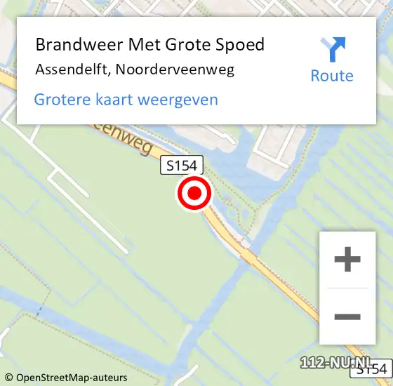 Locatie op kaart van de 112 melding: Brandweer Met Grote Spoed Naar Assendelft, Noorderveenweg op 2 augustus 2020 03:46