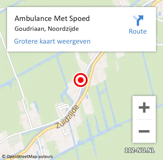 Locatie op kaart van de 112 melding: Ambulance Met Spoed Naar Goudriaan, Noordzijde op 2 augustus 2020 04:05