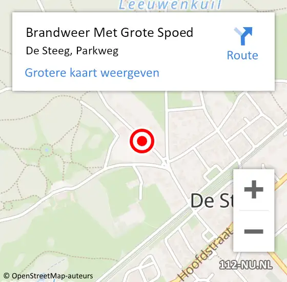 Locatie op kaart van de 112 melding: Brandweer Met Grote Spoed Naar De Steeg, Parkweg op 2 augustus 2020 04:12