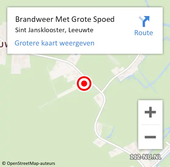 Locatie op kaart van de 112 melding: Brandweer Met Grote Spoed Naar Sint Jansklooster, Leeuwte op 14 mei 2014 14:18