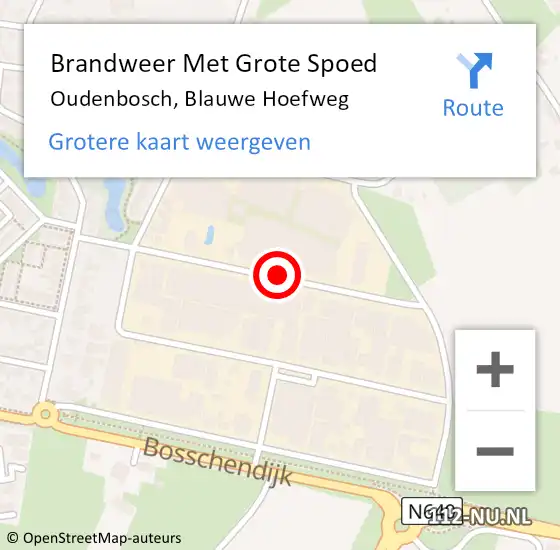 Locatie op kaart van de 112 melding: Brandweer Met Grote Spoed Naar Oudenbosch, Blauwe Hoefweg op 2 augustus 2020 08:14