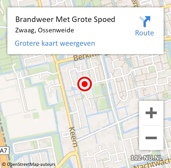 Locatie op kaart van de 112 melding: Brandweer Met Grote Spoed Naar Zwaag, Ossenweide op 2 augustus 2020 08:18