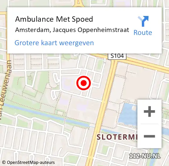 Locatie op kaart van de 112 melding: Ambulance Met Spoed Naar Amsterdam, Jacques Oppenheimstraat op 2 augustus 2020 08:43