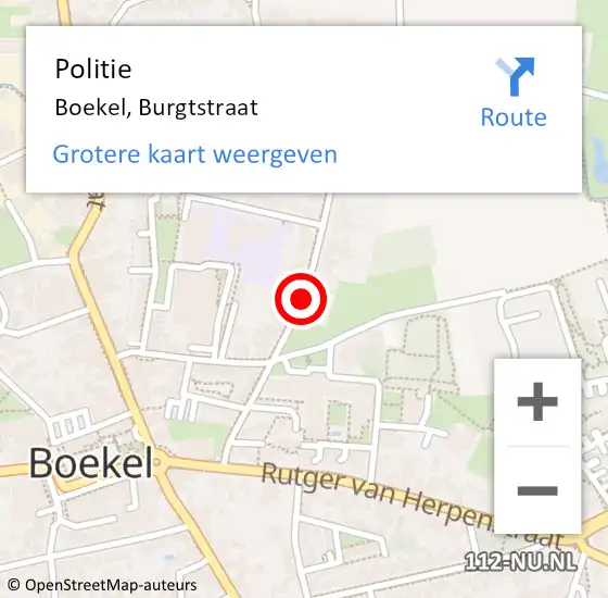 Locatie op kaart van de 112 melding: Politie Boekel, Burgtstraat op 2 augustus 2020 08:44