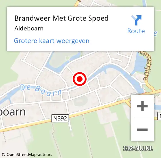 Locatie op kaart van de 112 melding: Brandweer Met Grote Spoed Naar Aldeboarn op 8 september 2013 06:12