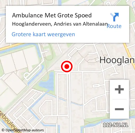 Locatie op kaart van de 112 melding: Ambulance Met Grote Spoed Naar Hooglanderveen, Andries van Altenalaan op 14 mei 2014 14:30