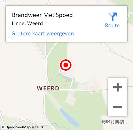 Locatie op kaart van de 112 melding: Brandweer Met Spoed Naar Linne, Weerd op 2 augustus 2020 11:00