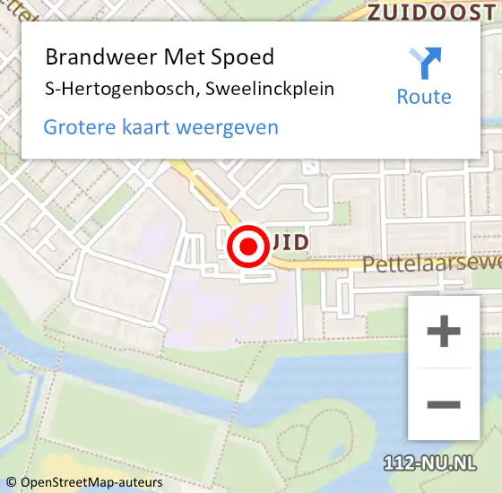 Locatie op kaart van de 112 melding: Brandweer Met Spoed Naar S-Hertogenbosch, Sweelinckplein op 2 augustus 2020 11:08