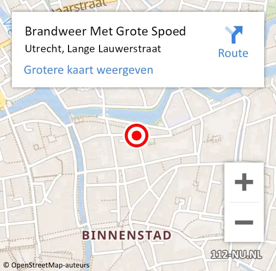 Locatie op kaart van de 112 melding: Brandweer Met Grote Spoed Naar Utrecht, Lange Lauwerstraat op 2 augustus 2020 14:23