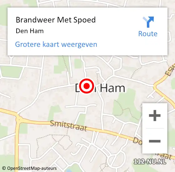 Locatie op kaart van de 112 melding: Brandweer Met Spoed Naar Den Ham op 2 augustus 2020 14:38