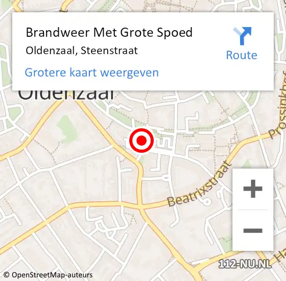 Locatie op kaart van de 112 melding: Brandweer Met Grote Spoed Naar Oldenzaal, Steenstraat op 2 augustus 2020 15:12