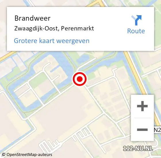 Locatie op kaart van de 112 melding: Brandweer Zwaagdijk-Oost, Perenmarkt op 2 augustus 2020 15:54