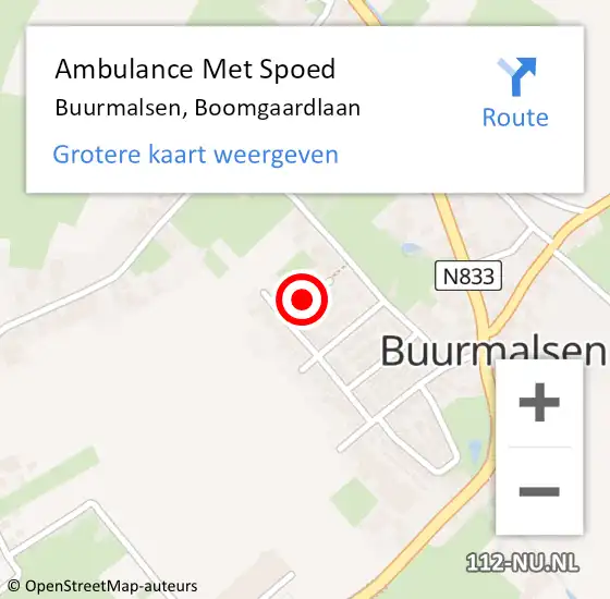 Locatie op kaart van de 112 melding: Ambulance Met Spoed Naar Buurmalsen, Boomgaardlaan op 2 augustus 2020 17:11