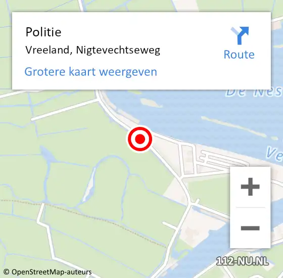 Locatie op kaart van de 112 melding: Politie Vreeland, Nigtevechtseweg op 2 augustus 2020 17:12
