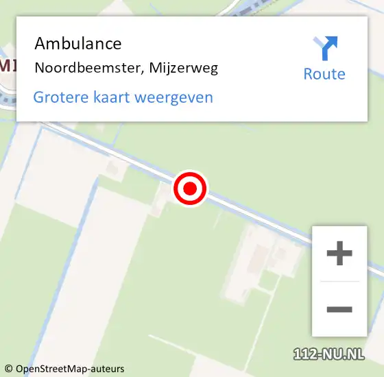 Locatie op kaart van de 112 melding: Ambulance Noordbeemster, Mijzerweg op 2 augustus 2020 17:15