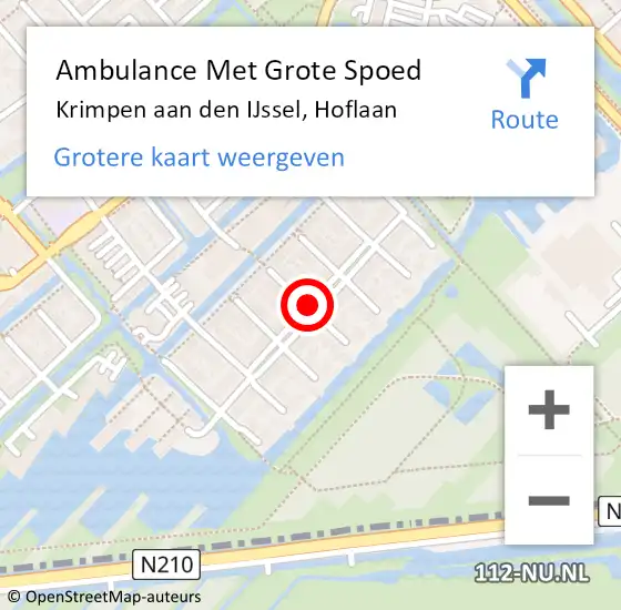 Locatie op kaart van de 112 melding: Ambulance Met Grote Spoed Naar Krimpen aan den IJssel, Hofje van Staats op 2 augustus 2020 17:28