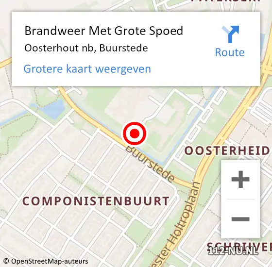 Locatie op kaart van de 112 melding: Brandweer Met Grote Spoed Naar Oosterhout nb, Buurstede op 2 augustus 2020 18:21