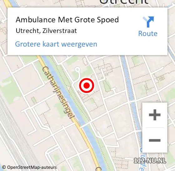 Locatie op kaart van de 112 melding: Ambulance Met Grote Spoed Naar Utrecht, Zilverstraat op 2 augustus 2020 18:40