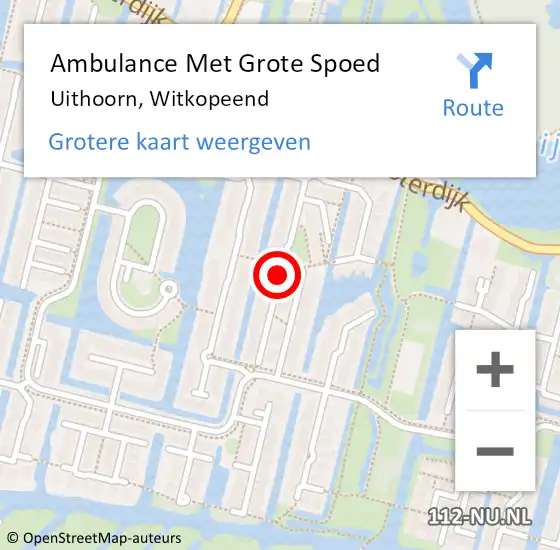 Locatie op kaart van de 112 melding: Ambulance Met Grote Spoed Naar Uithoorn, Witkopeend op 2 augustus 2020 18:46