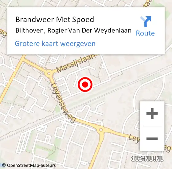 Locatie op kaart van de 112 melding: Brandweer Met Spoed Naar Bilthoven, Rogier Van Der Weydenlaan op 2 augustus 2020 20:01