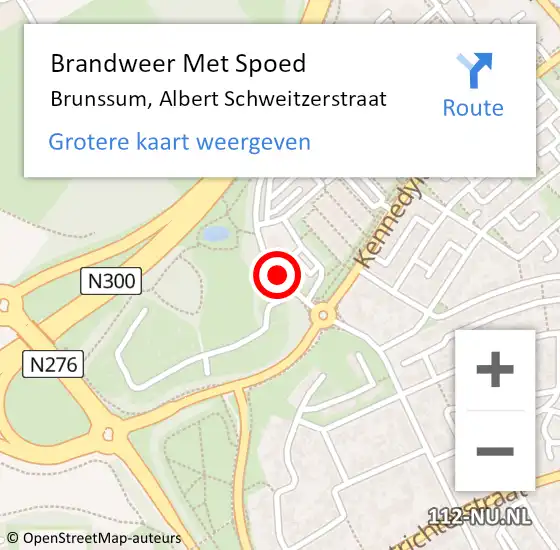 Locatie op kaart van de 112 melding: Brandweer Met Spoed Naar Brunssum, Albert Schweitzerstraat op 2 augustus 2020 20:50