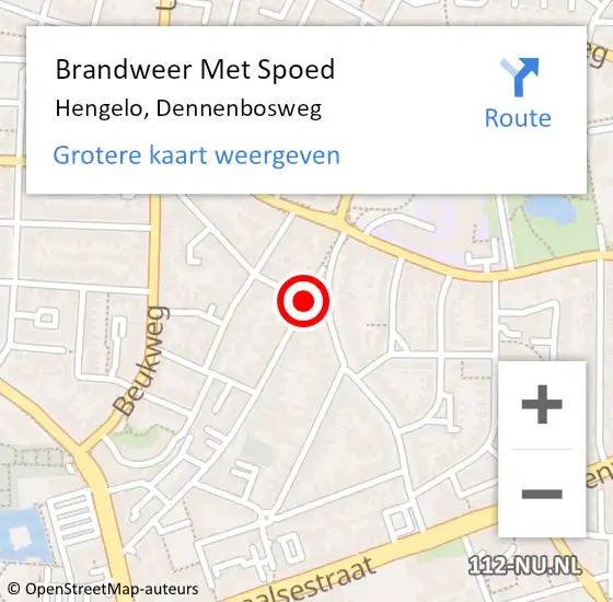 Locatie op kaart van de 112 melding: Brandweer Met Spoed Naar Hengelo, Dennenbosweg op 2 augustus 2020 21:41
