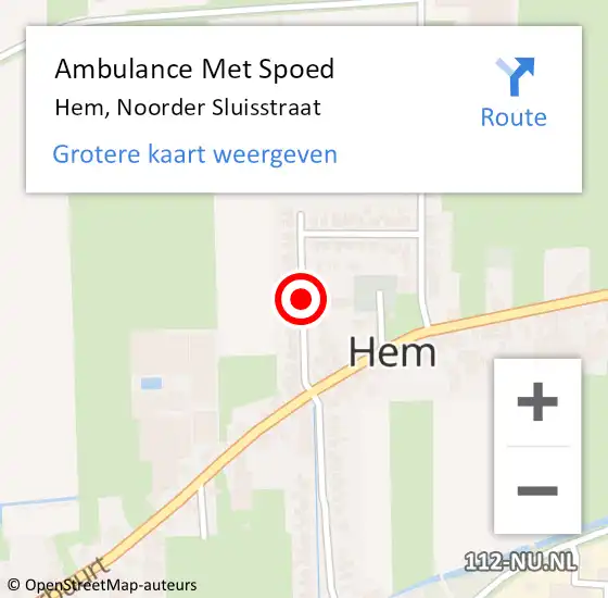 Locatie op kaart van de 112 melding: Ambulance Met Spoed Naar Hem, Noorder Sluisstraat op 2 augustus 2020 23:27