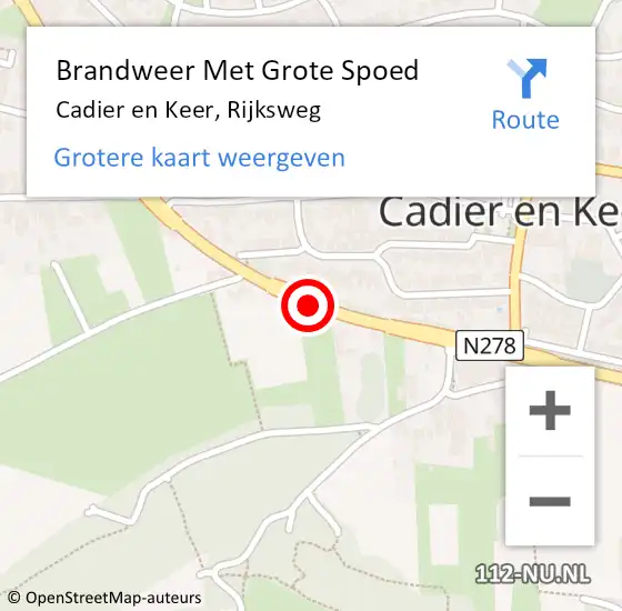 Locatie op kaart van de 112 melding: Brandweer Met Grote Spoed Naar Cadier en Keer, Rijksweg op 2 augustus 2020 23:36