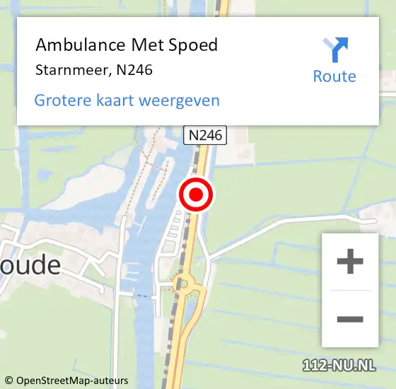 Locatie op kaart van de 112 melding: Ambulance Met Spoed Naar Starnmeer, N246 op 2 augustus 2020 23:41
