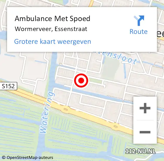 Locatie op kaart van de 112 melding: Ambulance Met Spoed Naar Wormerveer, Essenstraat op 3 augustus 2020 00:55