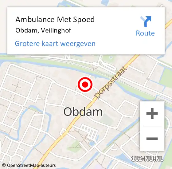 Locatie op kaart van de 112 melding: Ambulance Met Spoed Naar Obdam, Veilinghof op 3 augustus 2020 02:08