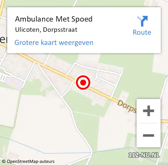 Locatie op kaart van de 112 melding: Ambulance Met Spoed Naar Ulicoten, Dorpsstraat op 14 mei 2014 15:39