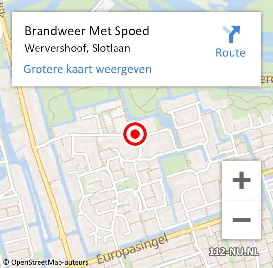 Locatie op kaart van de 112 melding: Brandweer Met Spoed Naar Wervershoof, Slotlaan op 3 augustus 2020 02:56