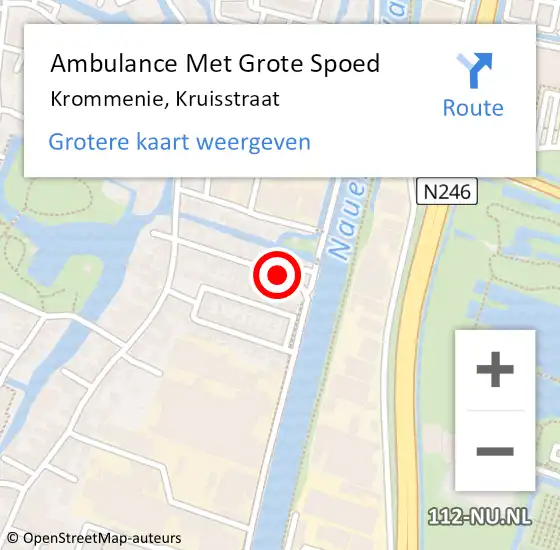 Locatie op kaart van de 112 melding: Ambulance Met Grote Spoed Naar Krommenie, Kruisstraat op 3 augustus 2020 03:00