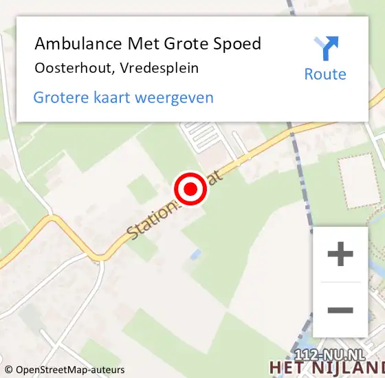 Locatie op kaart van de 112 melding: Ambulance Met Grote Spoed Naar Oosterhout, Vredesplein op 3 augustus 2020 05:30